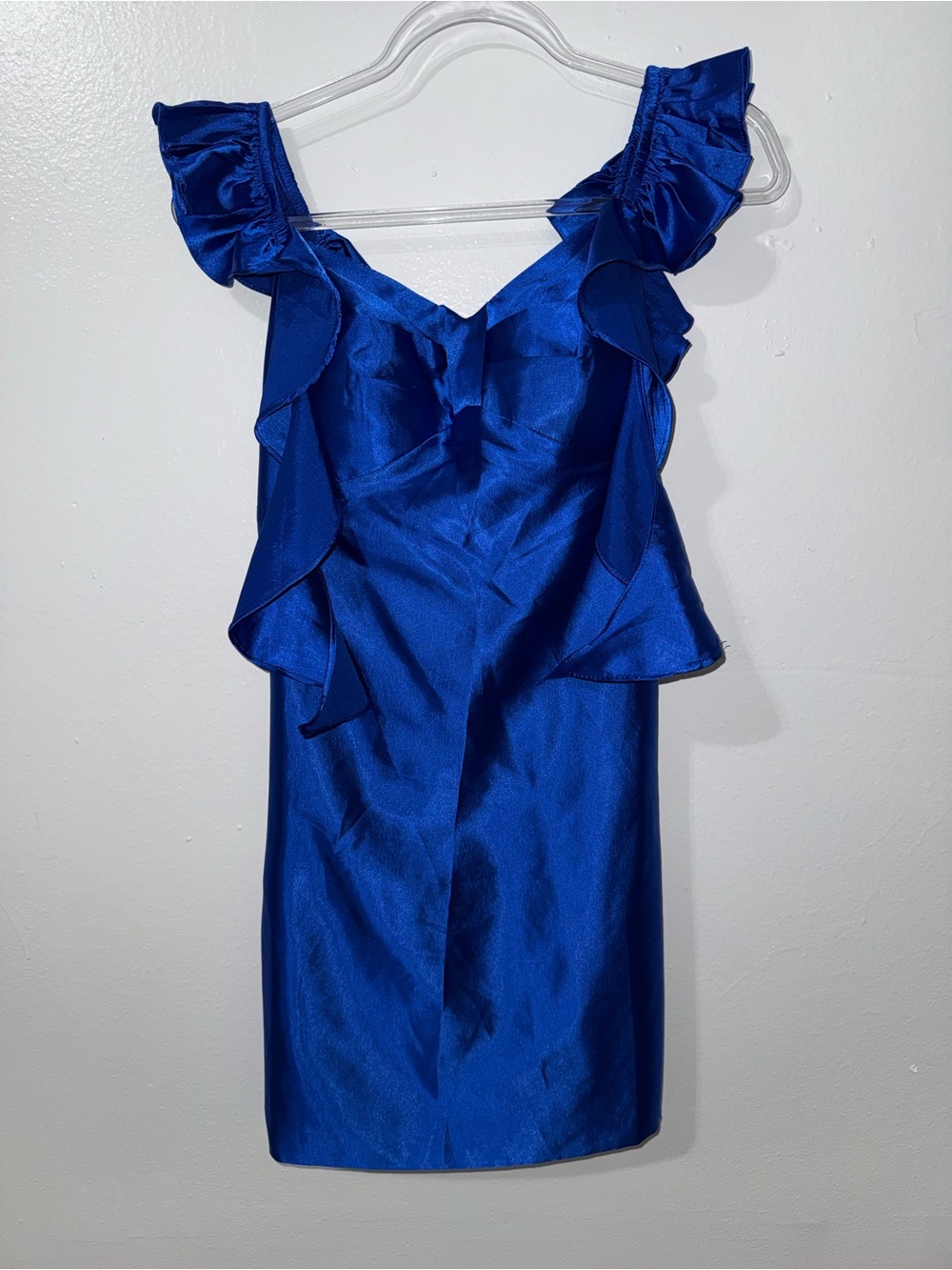 Gallery Royal Blue Ruffle-Trim Mini Dress